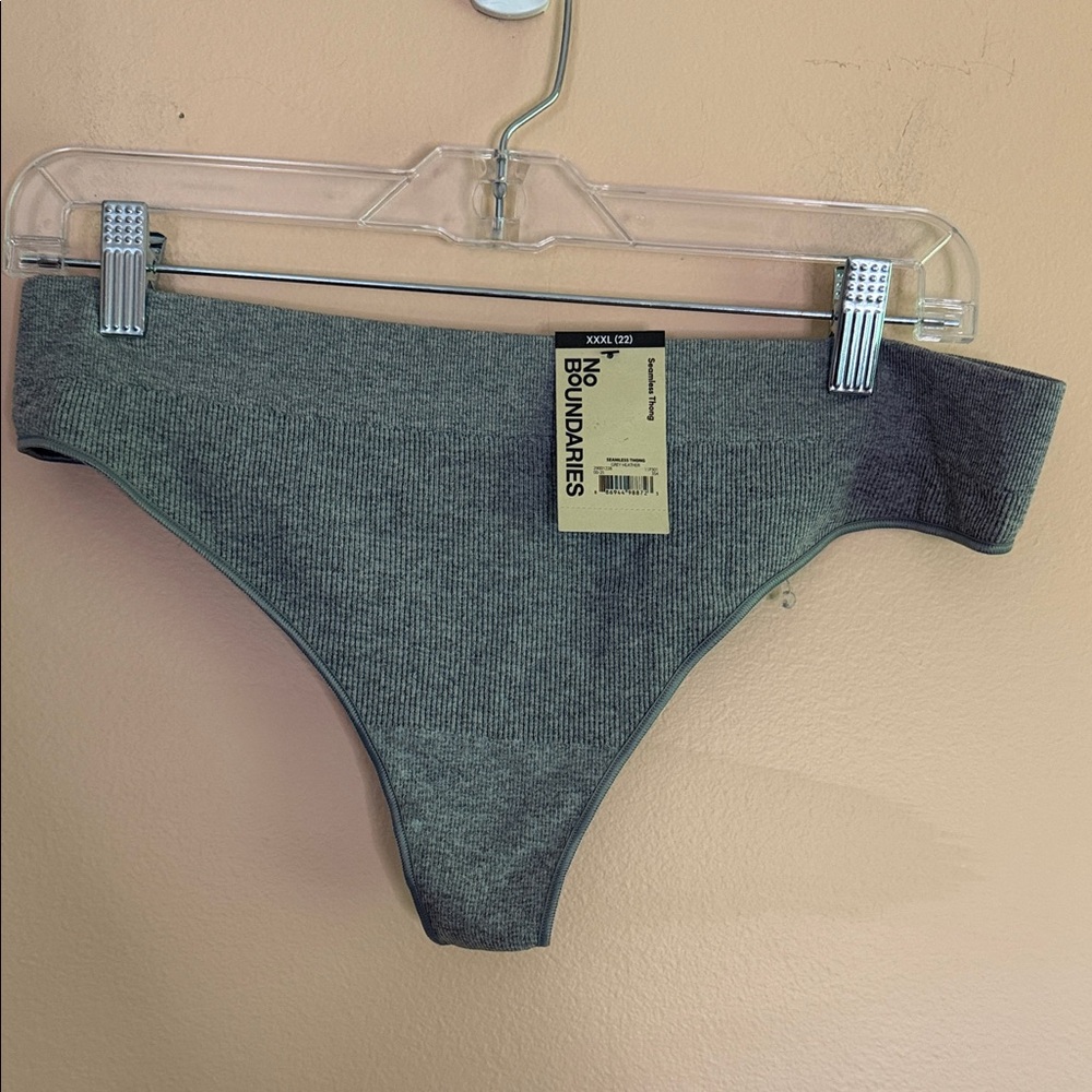 No Boundaries Grey Ribbed Thong Bikini Bottom